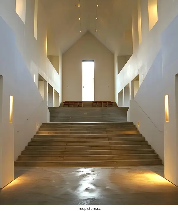 Modern Architecture Staircase With Bright Light