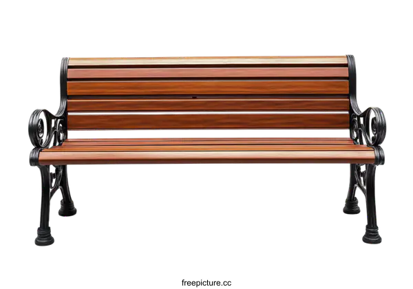 [Transparent Background PNG]Classic Wooden Park Bench Design