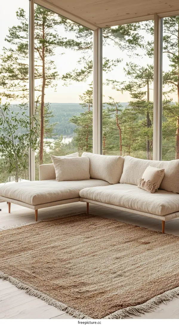 Modern Living Room with Natural Fiber Rug