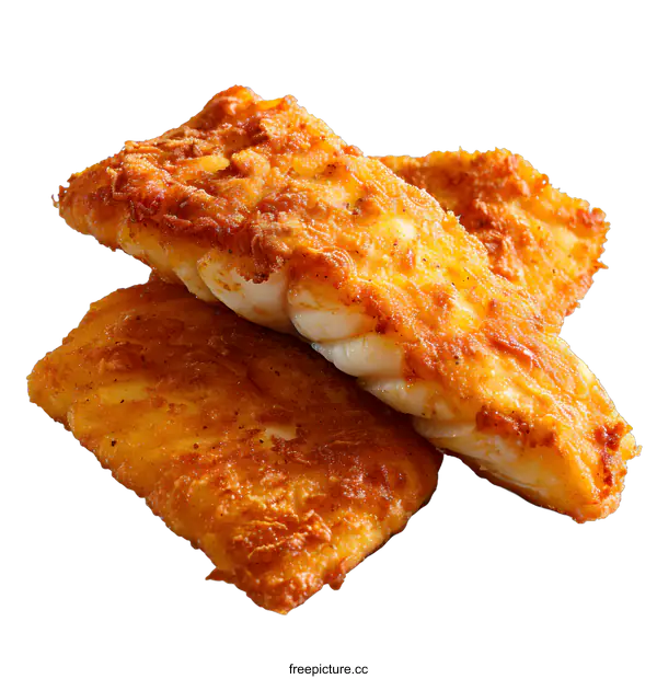 [Transparent Background PNG]Fried fish fillet isolated on white background