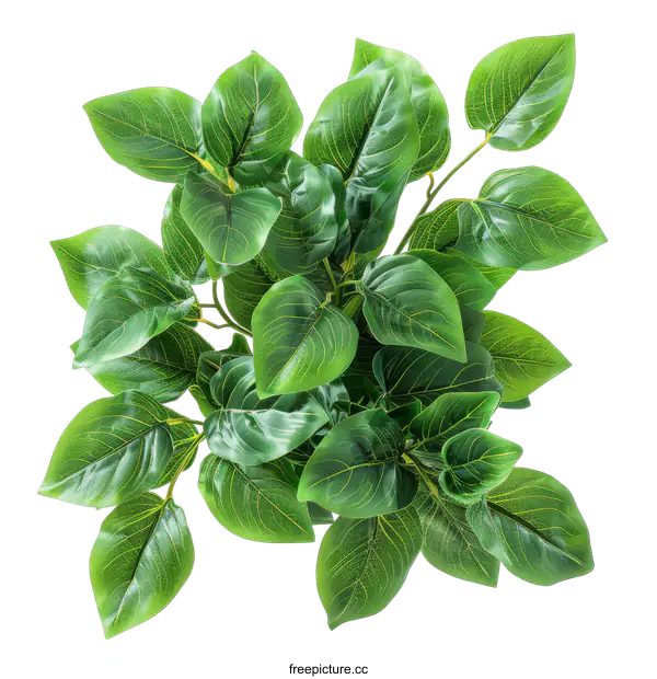 [Transparent Background PNG]Green leaves of a plant isolated on black background