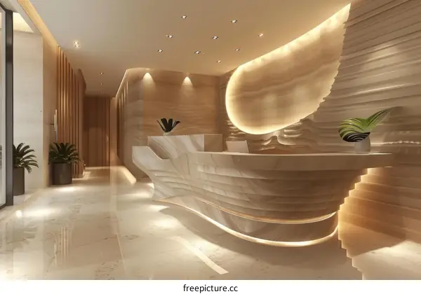 Modern Elegant Hotel Lobby Reception Desk Design