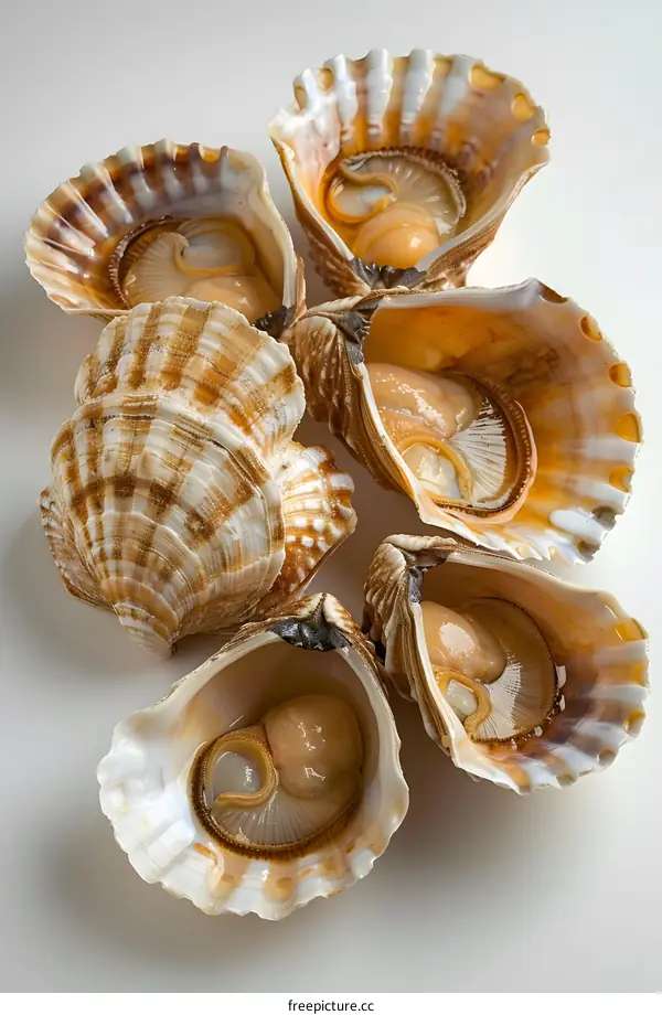 Fresh Scallops on White Background