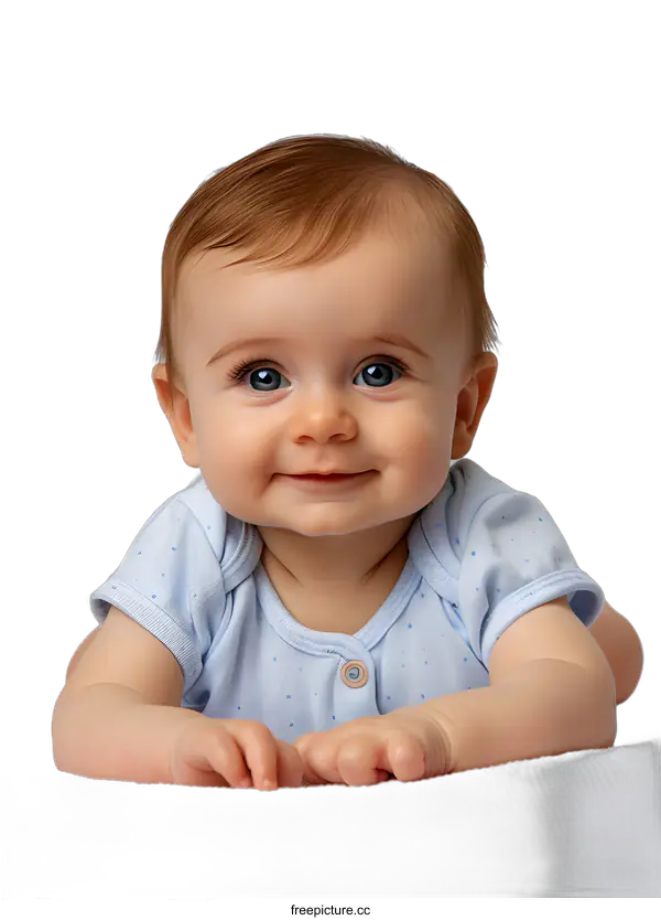 [Transparent Background PNG]Smiling Baby in Blue