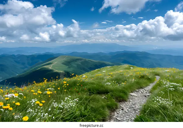 Mountain Meadow Path With View