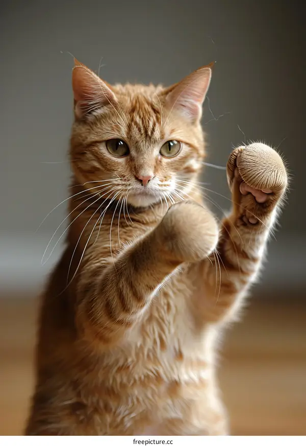 Cat in a boxing stance