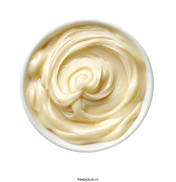 [Transparent Background PNG]White Creamy Swirl in White Bowl on White Background