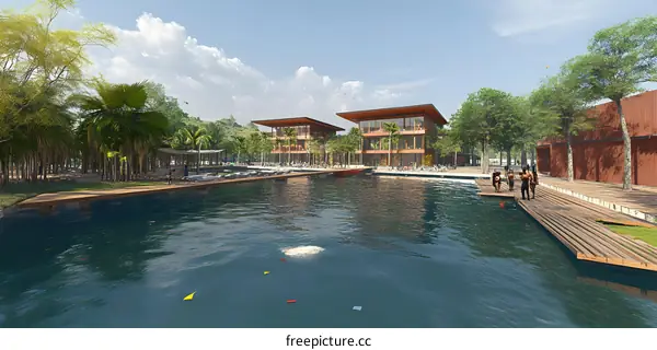 Modern Wooden Architecture Near Water