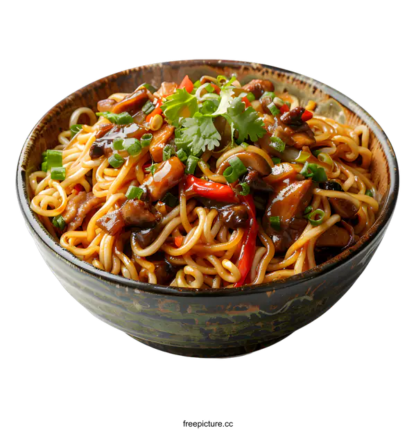 [Transparent Background PNG]noodles with vegetables and meat