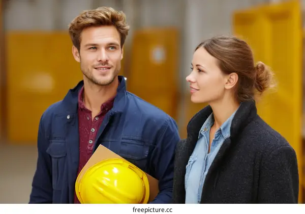 Two Caucasian Professionals in a Warehouse Setting