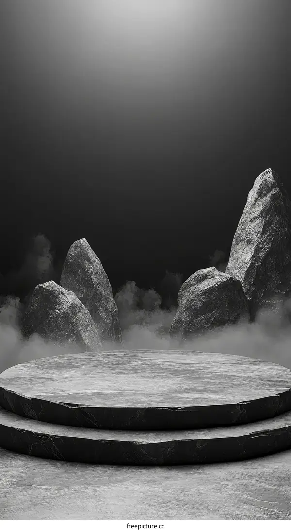 Dark Gray Stone Product Display Stage