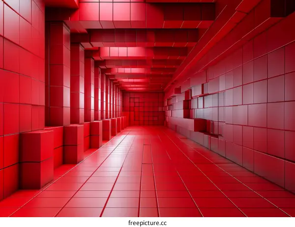 Red Sci-Fi Hallway for Commercial Digital Background