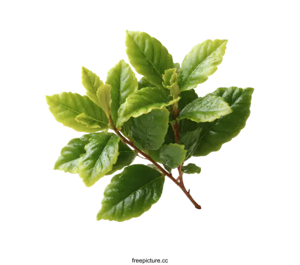 [Transparent Background PNG]Fresh Green Leaves Branch Close-up