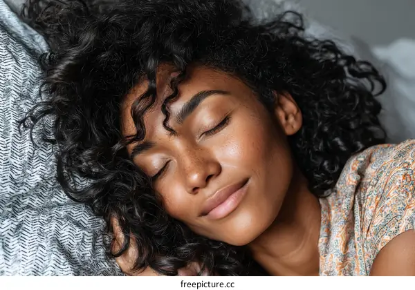 Close-up of a Black Woman Sleeping peacefully