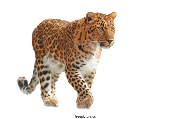 [Transparent Background PNG]Leopard Walking Against White Background