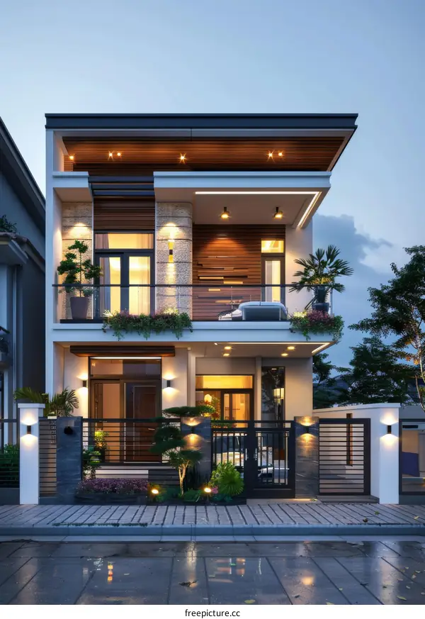 Modern House Exterior Design with Balcony