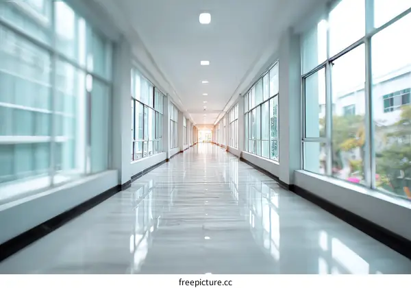 Modern Empty Corridor with Large Windows