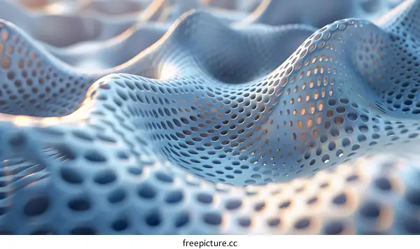 Wavy Blue and White Surface Abstract 3D Render