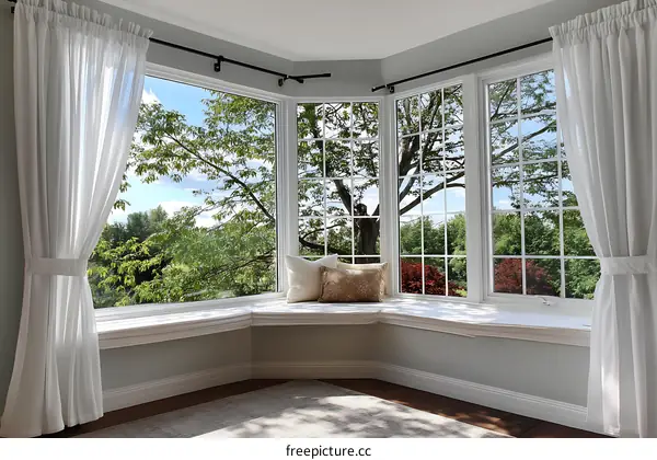 Bay Window with Lush Greenery View