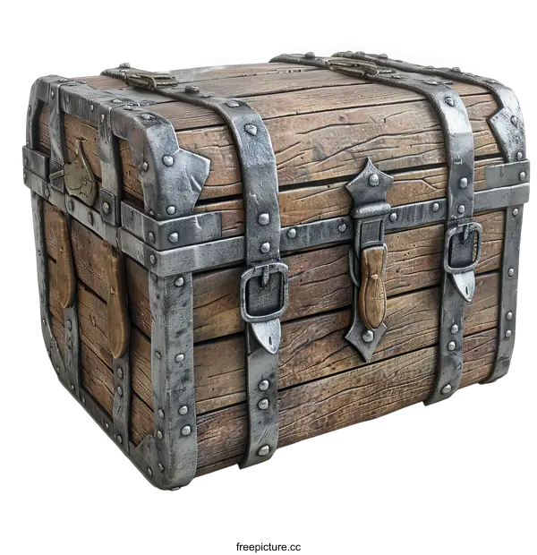 [Transparent Background PNG]Old wooden treasure chest isolated