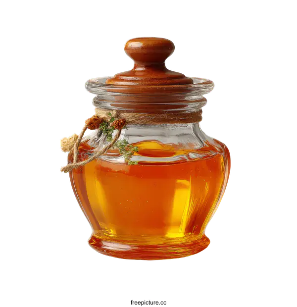 [Transparent Background PNG]Glass Honey Jar with Wooden Lid