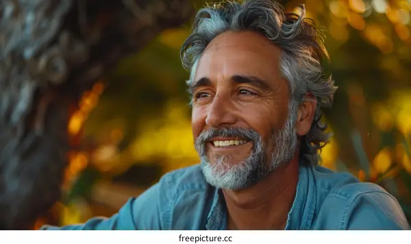 Smiling Mature Caucasian Man Outdoors