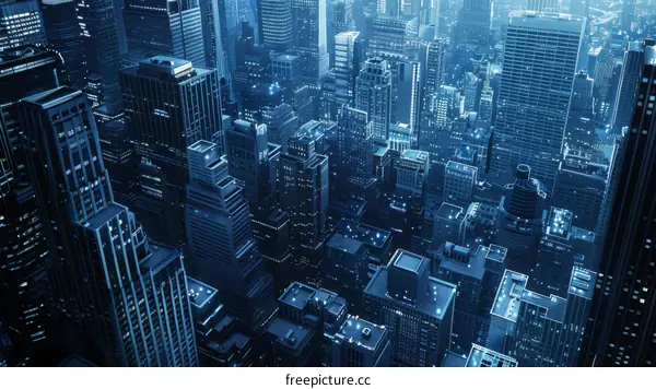 Aerial View of a Modern City at Night