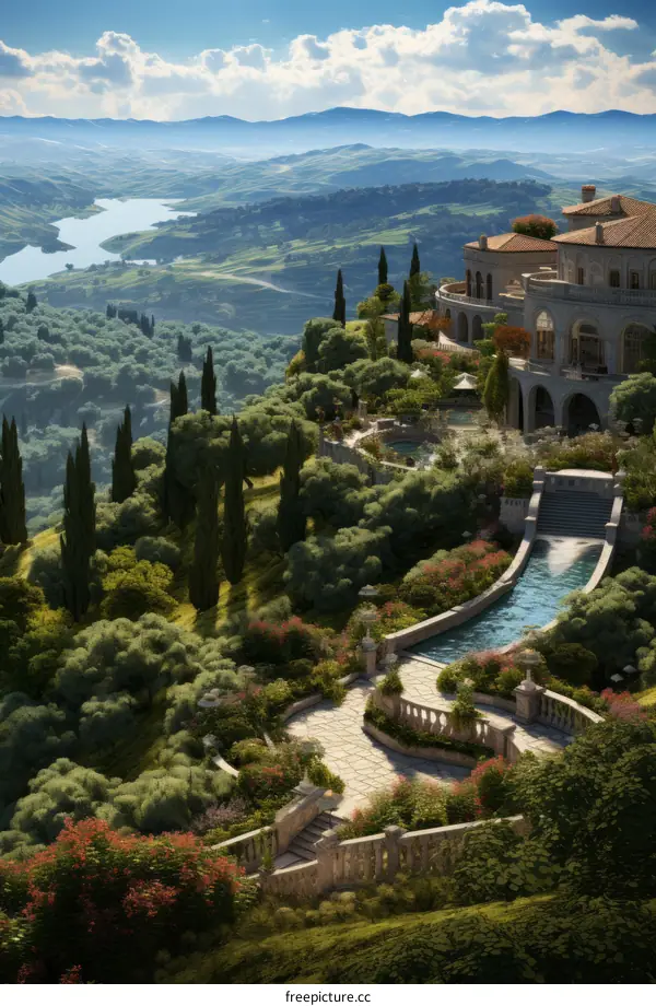 A magnificent mansion with a breathtaking view