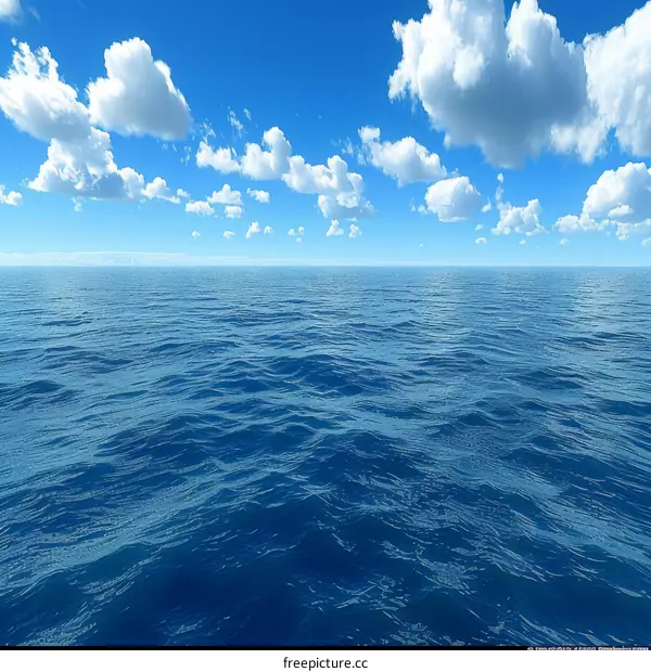 Blue ocean and white clouds