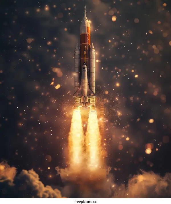 Space Shuttle Atlantis launching into space