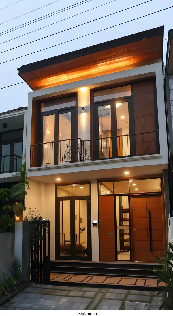 Modern Two Story House with Glass Doors