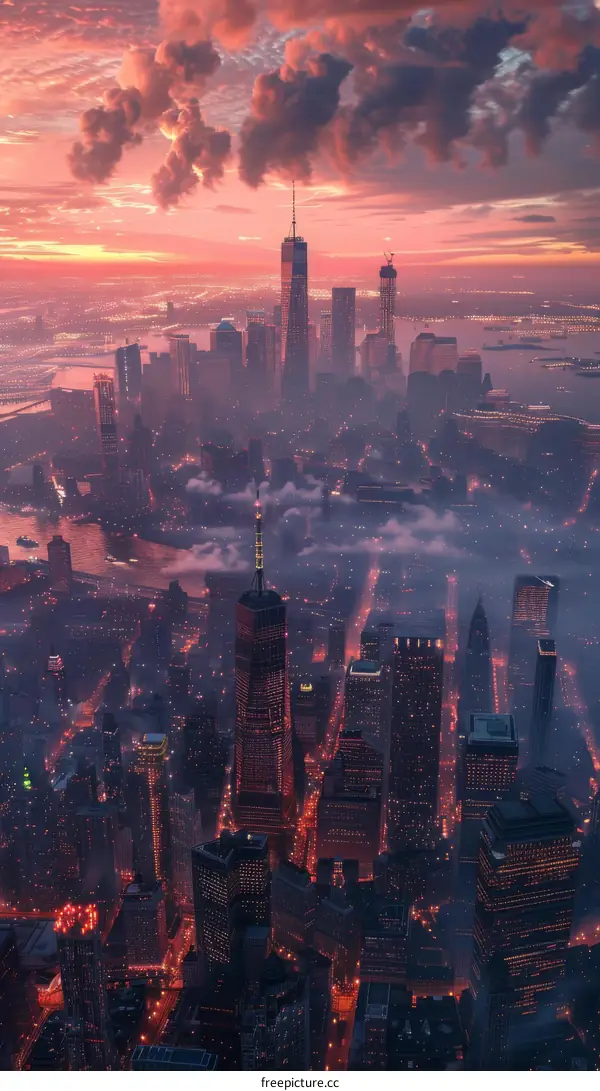 New York City Skyline at Sunset