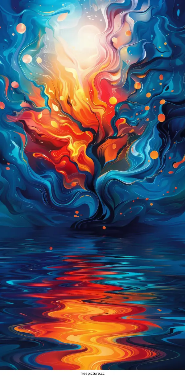 Abstract Colorful Tree of Life Reflection