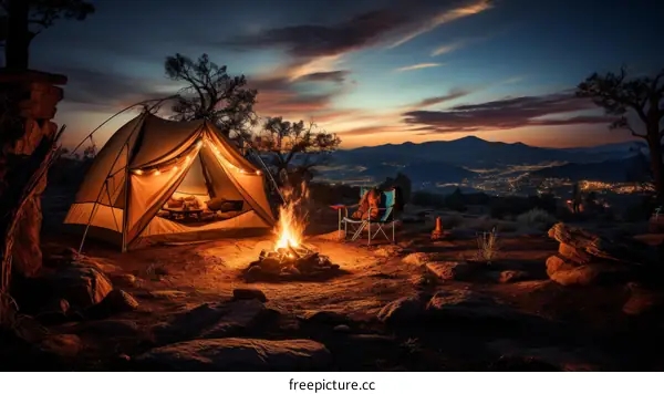 Camping Under the Stars with Serene Mountain Views