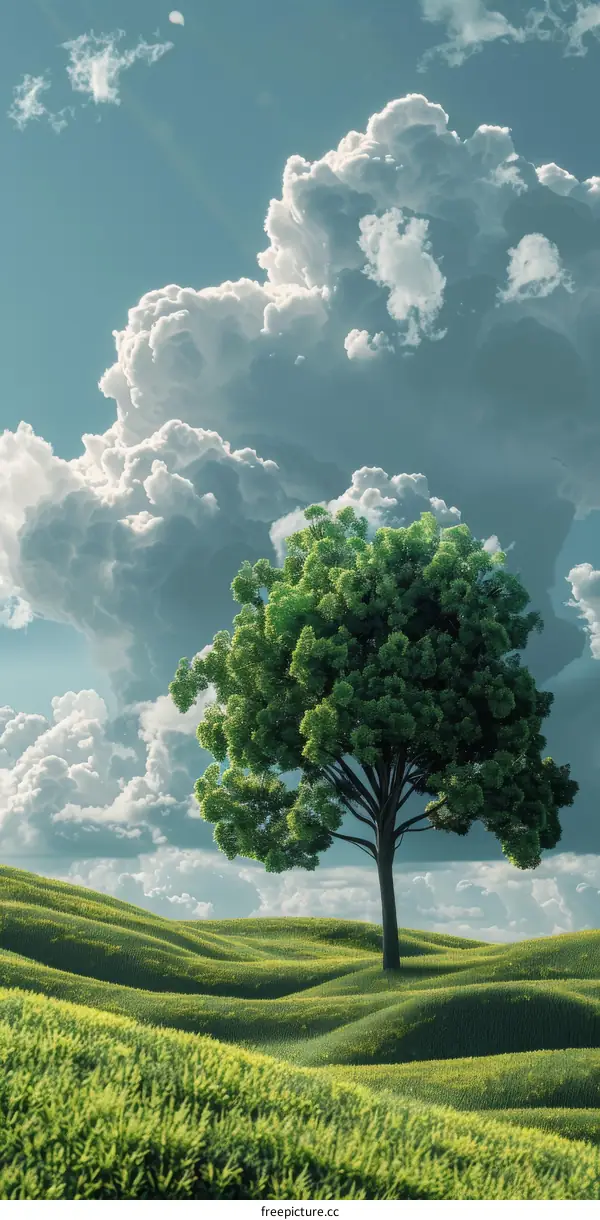 Solitary Tree on a Hillside