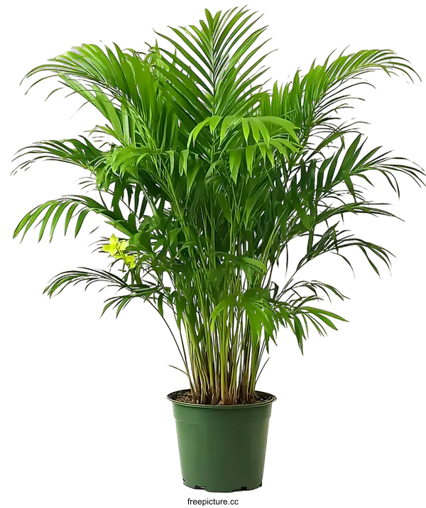 [Transparent Background PNG]Green Potted Palm Tree Isolated on White Background