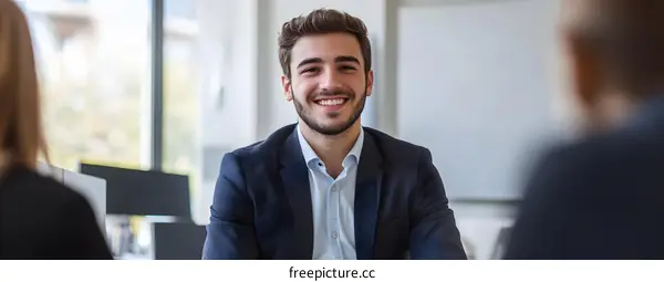 Smiling Businessman in a Meeting