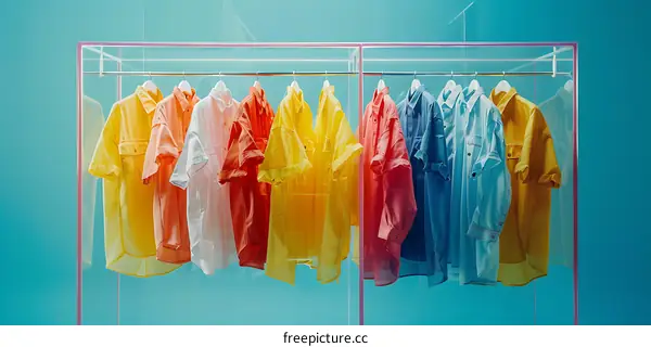 Colorful Shirts Hanging in a Closet
