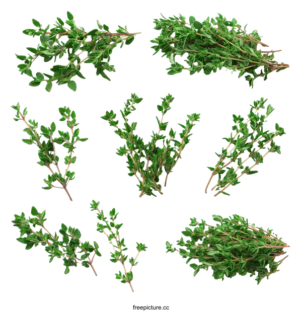 [Transparent Background PNG]Fresh Thyme Sprigs Collection