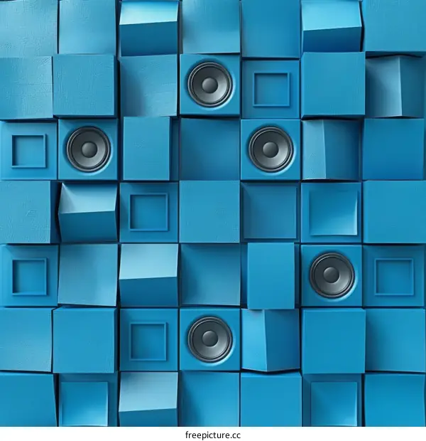 Blue 3D speakers background