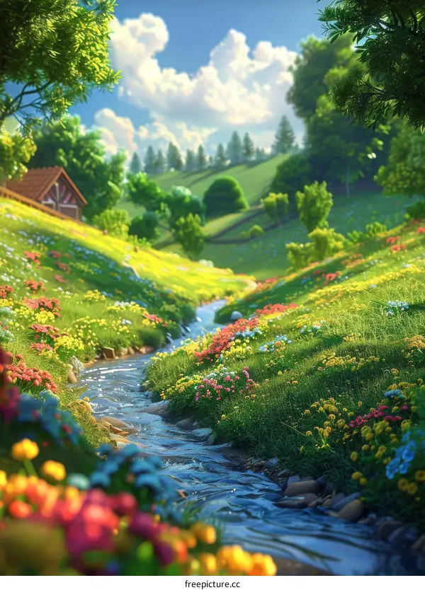 Lush Valley with Serene River