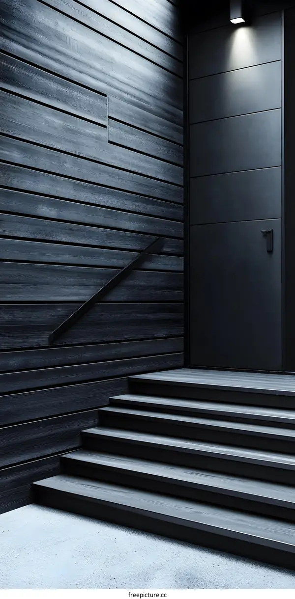 Modern Wooden Stairs and Doorway Exterior Design