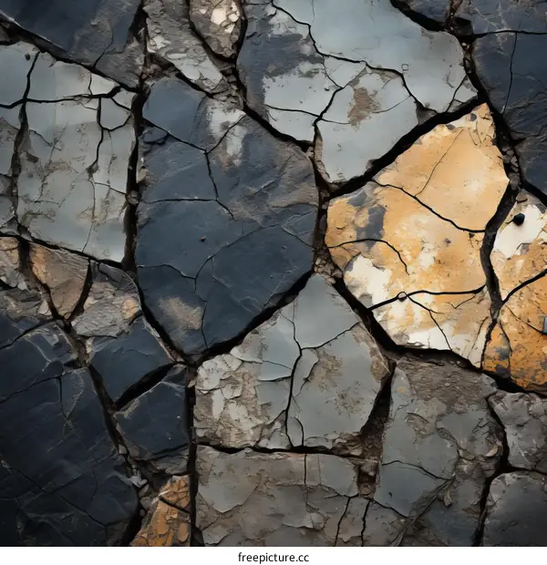 Cracked stone texture with yellow and grey colors