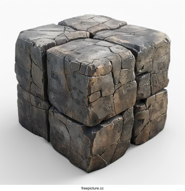 [Transparent Background PNG]Stone Cube on transparent background