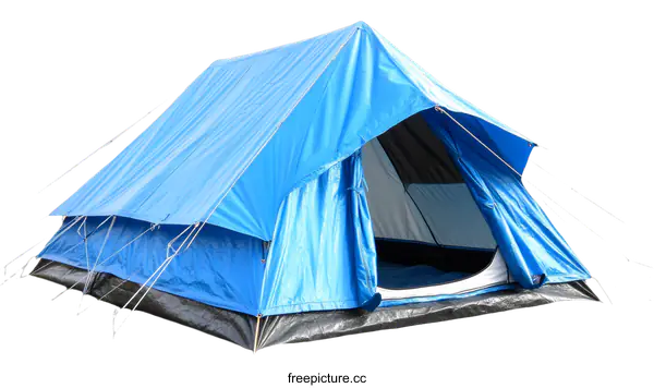 [Transparent Background PNG]Blue Camping Tent Isolated on White Background