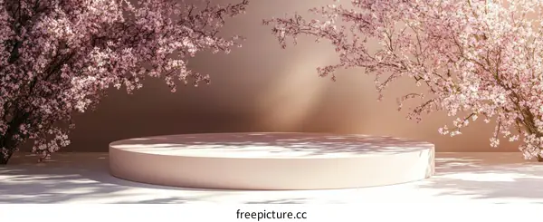 Cherry Blossom Display Podium Illustration