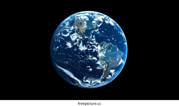 Planet Earth from Space with Clouds and Storms