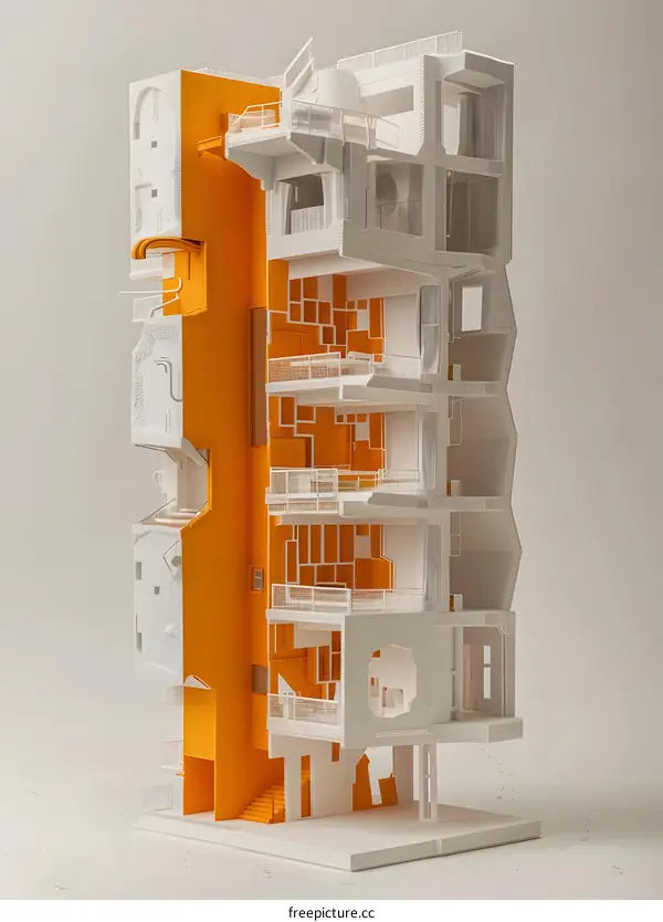 White and Orange Building Model Cross Section