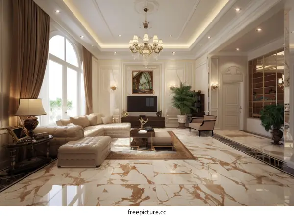 Sophisticated Living Room in Luxurious Mansion