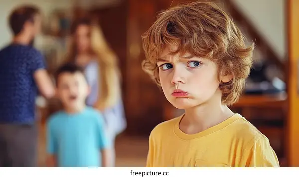 Family Disagreement  Boy with Anger Expression